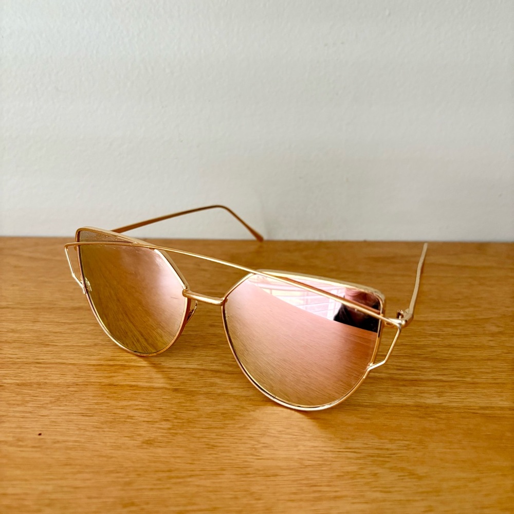 Pink Lense and Gold Sunglasses